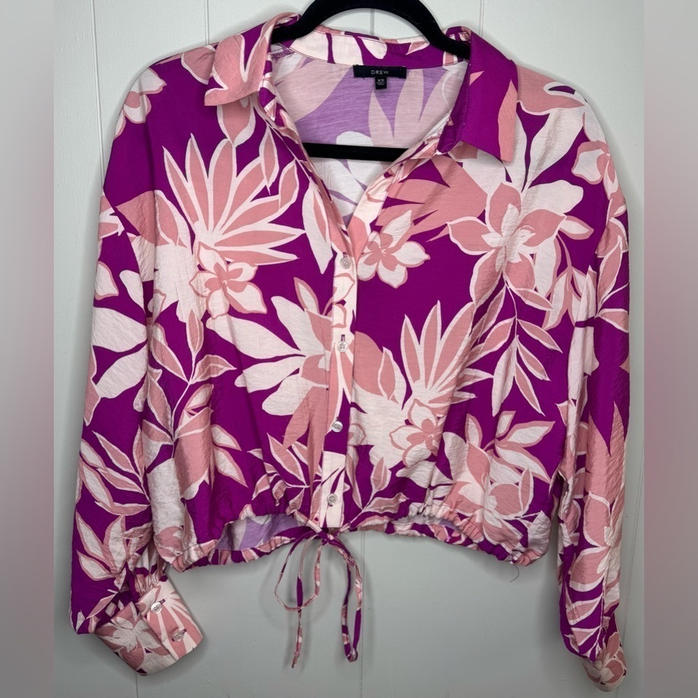 DREW Anthropologie Floral Light Rayon Button Up Blouse Womens Small